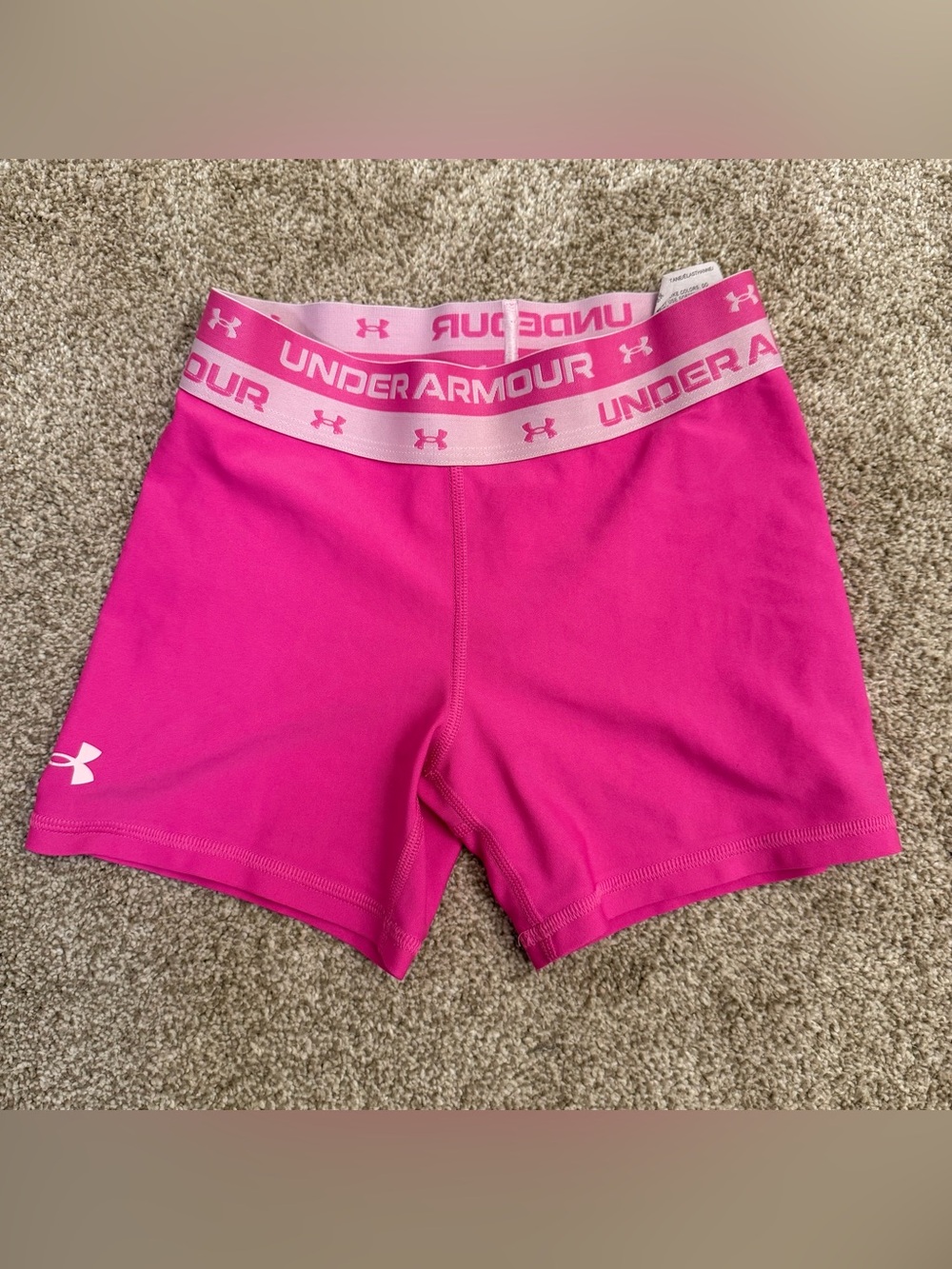 Under Armour Girls Bright Pink Compression Bike Shorts